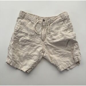 MASTRO MODA 100% Linen 8" Shorts Womens Small Ivory Drawstring Made in Italy